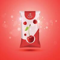 Red Cherry fruit packaging mockup with Background vector