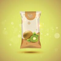 Kiwi fruit product packaging mockup with Background. vector
