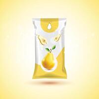 The packaging design of the whole green pear fruit product is half Slice with the background. vector