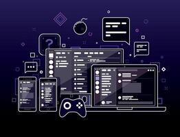 Futuristic technology interface with gadgets and software coding vector