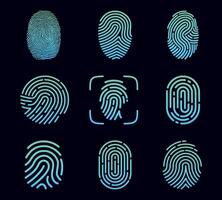 Futuristic biometric fingerprint scan with digital security theme vector