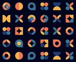 Geometric abstract shapes pattern with warm and cool colors vector