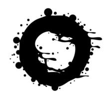 Abstract black ink splash with circular artistic brushstroke vector