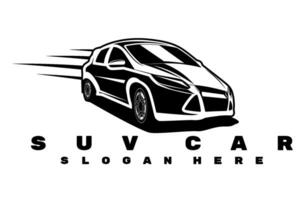 suv car side view front black and white logo design art vector