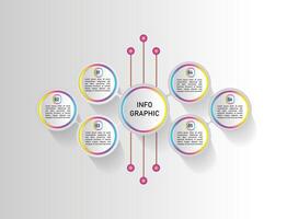 Creative infographic design business template with icons and 6 options. colorful 6 steps flat design vector