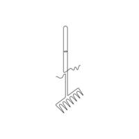 one line art Rake tool illustration. line art, one continuous line, simple, hand drawn and sketch style. for icons, symbols, signs or logos vector