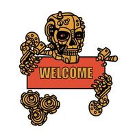 skull robot hand drawing illustration vector