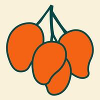 An illustration of three oranges on a branch vector