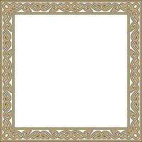 square gold and black ancient Russian ornament. Slavic rectangle, border, frame. Painting of royal chambers. vector