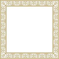 square gold border, frame, Pompeii. Rectangle Neopolitan ornament. Art Ancient Rome. vector