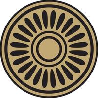 round Assyrian gold and black ornament. Circle, border, frame of Mesopatamia. Pattern, ring of ancient East. vector