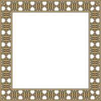 square European gold and black ornament. Rectangular pattern, circle, ring of the Middle Ages. Revival border. Decor of palaces and churches. vector
