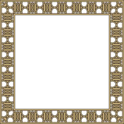 square European gold and black ornament. Rectangular pattern, circle, ring of the Middle Ages. Revival border. Decor of palaces and churches.