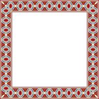 square european colored ornament. Rectangular pattern, circle, ring of the Middle Ages. Revival border. Decoration of palaces and churches. vector