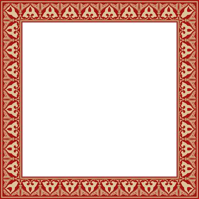 gold with red Arabic national square ornament. Ethnic rectangle, frame of eastern peoples. Persian paint