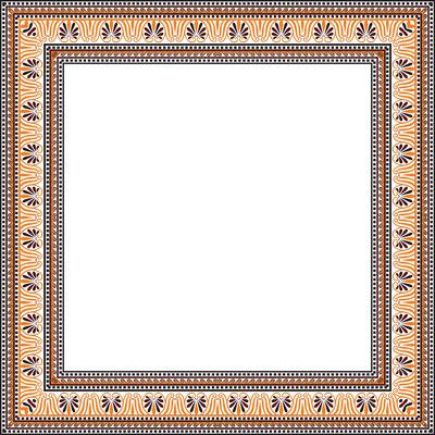 colored classic Greek square ornament. Rectangle of Ancient Greece and Roman Empire. Byzantine painting of walls, floors and ceilings. Decor of European palaces.