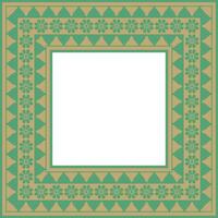square Assyrian gold with green ornament. Rectangle, border, frame of Mesopatamia. Pattern of ancient East vector
