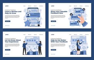 Set of Landing page templates for web and mobile applications. Flat design illustration. vector