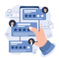 Customer reviews concept. illustration in flat design style. Customer review, rating, feedback, testimonials. vector