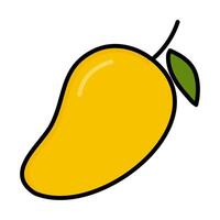 Mango fresh fruit with leaf icon illustration design graphic flat style yellow color vector
