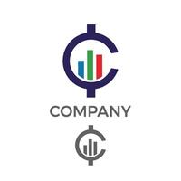 Letter C with graphic bar logo design vector