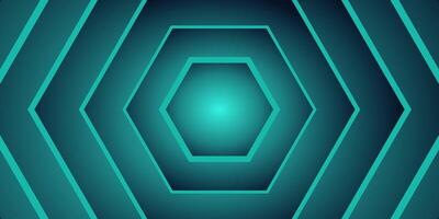 Futuristic Hexagon Abstract Background, 3D Geometric Tech Design in Blue Green Tones vector