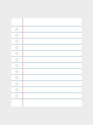 A notebook page with a margin, a square blank sheet or paper isolated, a blank white worksheet, a notebook with a margin, and back to school.