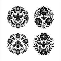 A black and white background with flowers and a pi vector