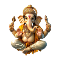 Detailed statue of Lord Ganesha sitting in a meditative pose png