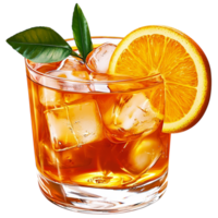 Refreshing orange cocktail ice a citrus garnish png