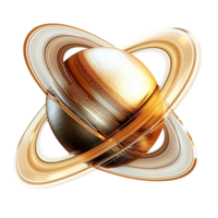 Artistic golden planet mesmerizing swirling ring patterns png
