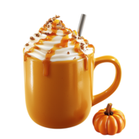 Pumpkin spice latte topped whipped cream caramel drizzle png