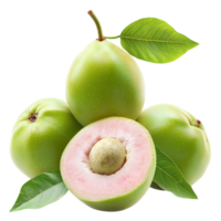 fresco verde goiabas, 1 cortar aberto para revelar Rosa carne png