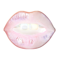 Glossy Red Lips a Sparkling Finish, Revealing White Teeth png