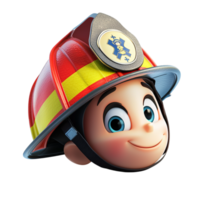 Smiling firefighter wearing a red yellow helmet png