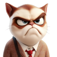 Grumpy cat wearing a suit an angry expression png