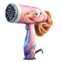 Playful hairdryer a smiling animated girl design png