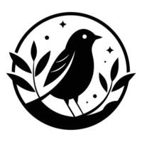 Simple and stylish black minimalist bird design artwork vector