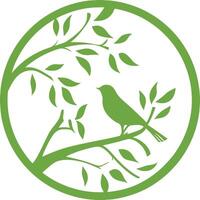 Elegant minimalist green color bird illustration with clean lines vector