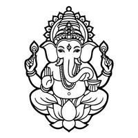 Elephant-headed Ganesh deity with sacred lotus flower design vector