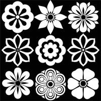 Artistic flower silhouettes symbol collection set. vector