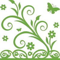 Elegant botanical flourish pattern icon vector