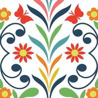 Floral design Geometric floral pattern set with intricate shapes. vector