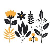 Botanical leaf-pattern set minimal style vector