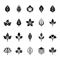 Black and white botanical leaf-pattern set hand-drawn illustration vector