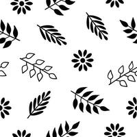 Black and white botanical leaf-pattern set minimal style. vector