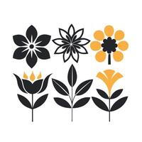 Botanical floral leaf-pattern set minimal style vector