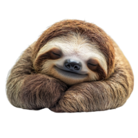 Cute sloth sleeps isolated on transparent background png