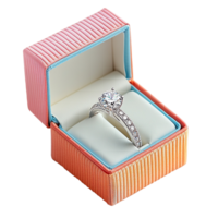 Diamond Engagement Ring in Elegant colorful Box isolated on a transparent background png