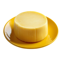 Fate cheese on yellow plate isolated on transparent background png